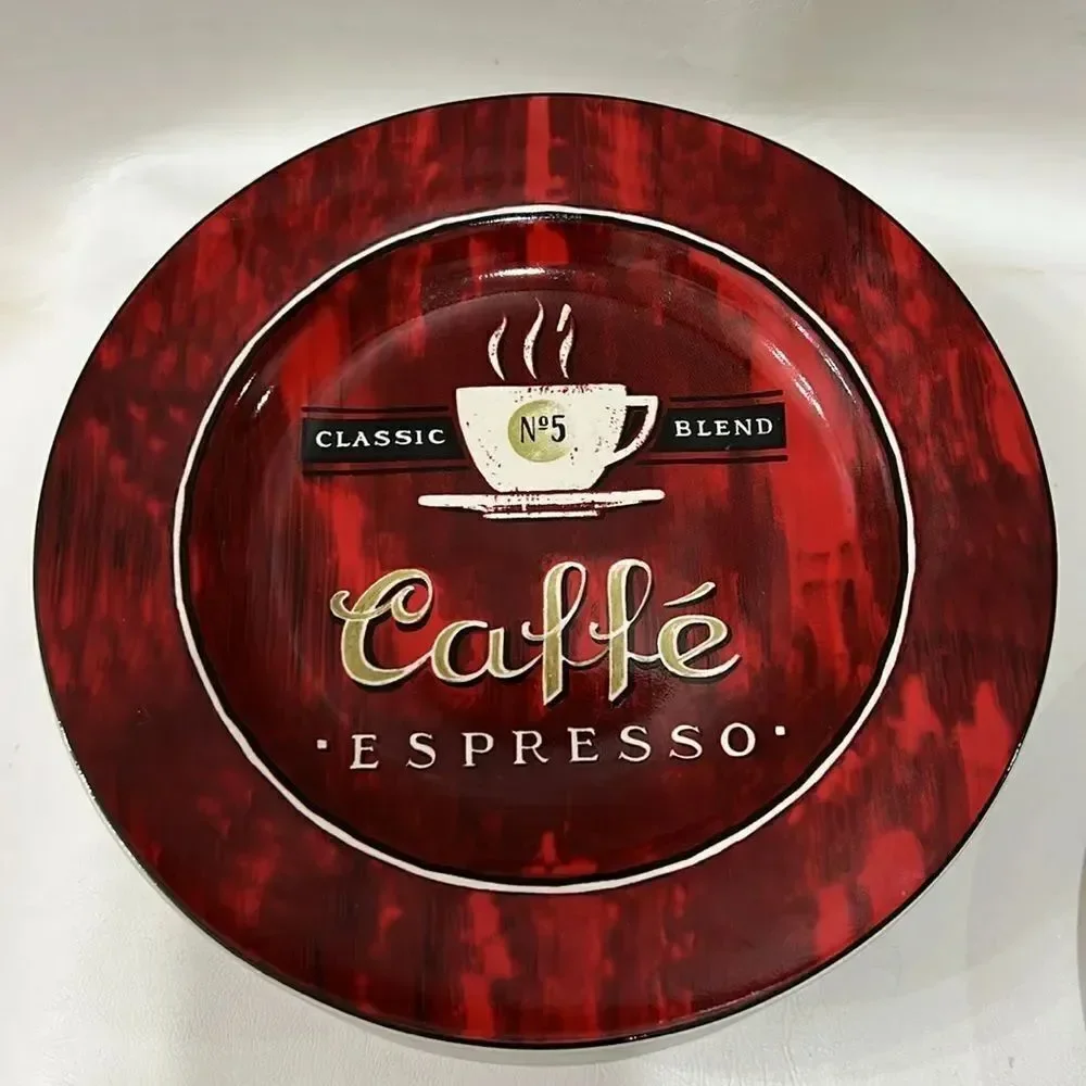 Sakura Coffee Break Plates set 4 Paris Cafe New York Caffe Expresso 8 In Round